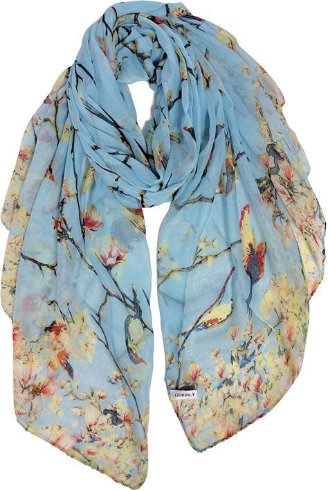 GERINLY Lightweight Floral Print Scarf